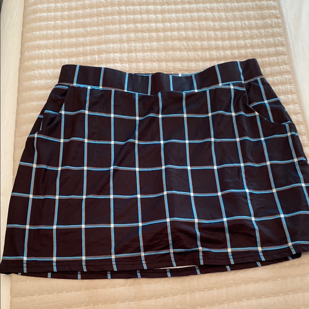 Stylish Black and Blue Plaid golf, tennis Skirt